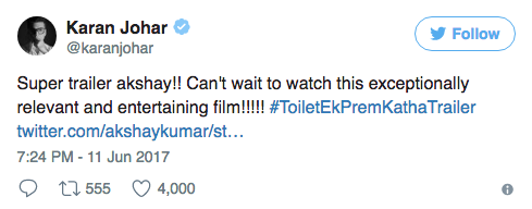 Karan Johar Twitter Post