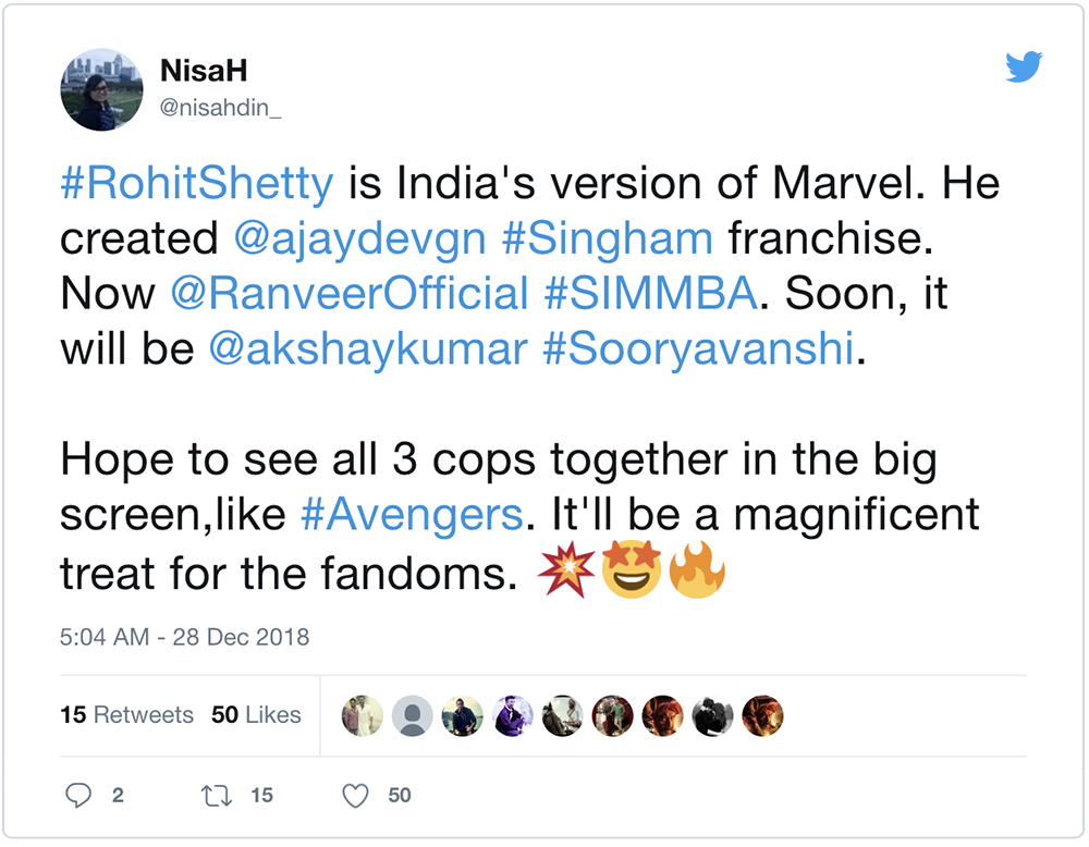 Tweet on Bollywood's Sooryavanshi