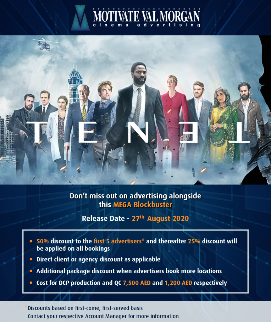 Cinema Advertising Offer for Tenet Blockbuster Release